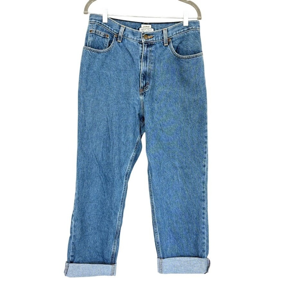 LL Bean Original Fit size 12 Blue Denim 90s Mom Jeans Relaxed boot cut 188131‎